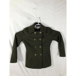 Kenneth Cole New York Jacket Womens 6 Olive Green Double Breasted Peacoat Lined